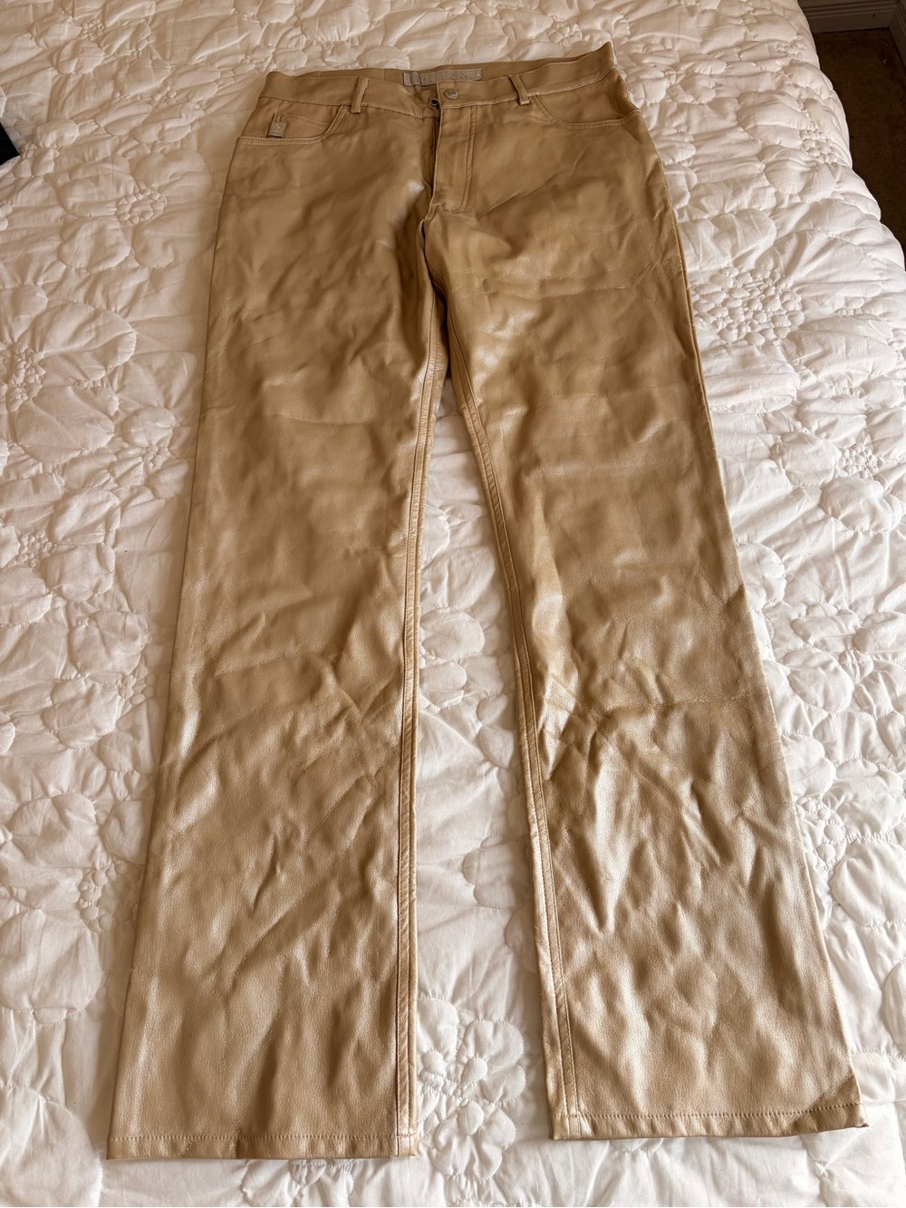 Women's Tan Leather Pants - Classic Straight Fit